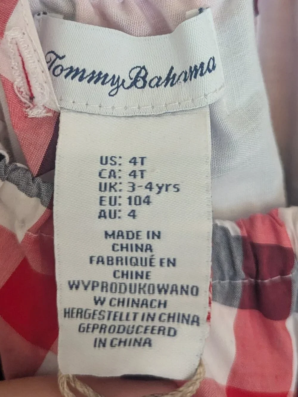 NWT Tommy Bahama Gingham Checkered Patriotic Red White Blue Lined‎ Sundress-4T
